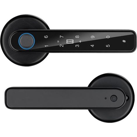 Serrures à Empreintes digitales, poignée de Porte électronique, contrôle par Application, Mot de Passe avec clés, for Maison, Bureau, Chambre à Coucher, Serrure Intelligente(Zwart) (1/5)