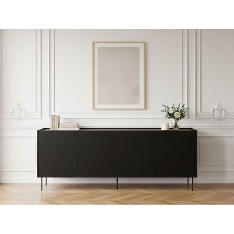 BOBOCHIC - Buffet 4 portes 220 cm ATLAS Noir (1/5)