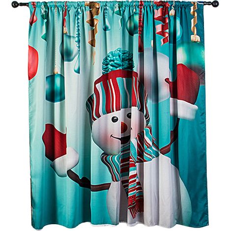 Rideau De Noël En Polyester 140x130cm Avec Motif Bonhomme De Neige Pour Décoration Fenêtre Intérieure Lot De 1 (1/5)