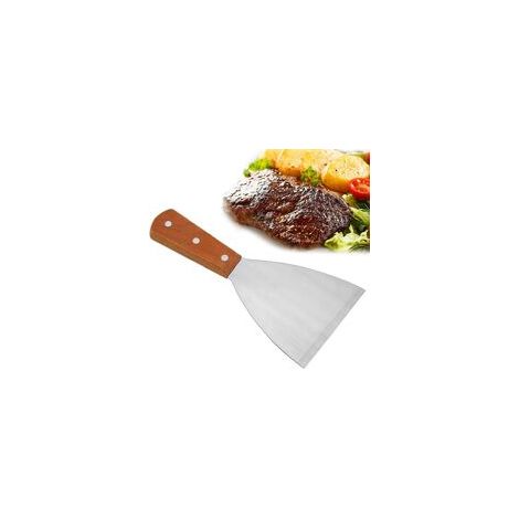 Plancha-Spatel, Crêpe-Spatel, Edelstahl-Grillpaddel, Grillspatel, Schaber/Grillspatel zum Grillen von Fleisch, Teppanyaki-Grills, Burgern und Reinigen der Grillplatte, Steak (1/5)