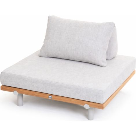 KLULK Poltrona Da Esterno Bali in Alluminio Verniciato con Rivestimento In Legno, Cuscino e Schienale Sfoderabili e Lavabili, Quick Dry Foam,95x95x69 Cm