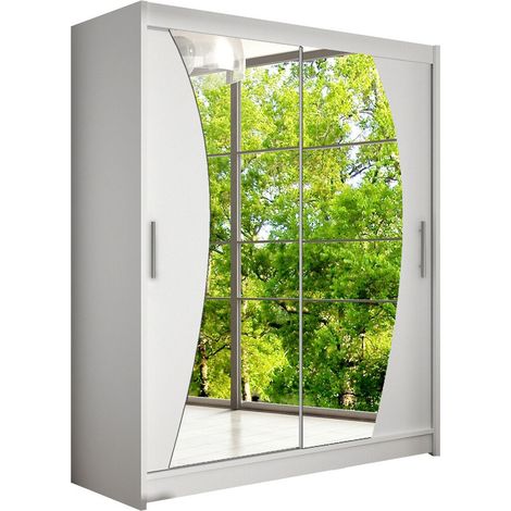 Armario Closico Camera X, Blanco, 200x150x58cm, Puertas de armario: Correderas, Número de estantes: 5