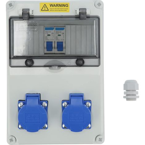 Répartiteur mural 2 positions, 16 A 220-250 V Coffret de Chantier Monophasé Répartiteur de Courant Mural Distribuidor de corriente portátil IP65 (1/5)