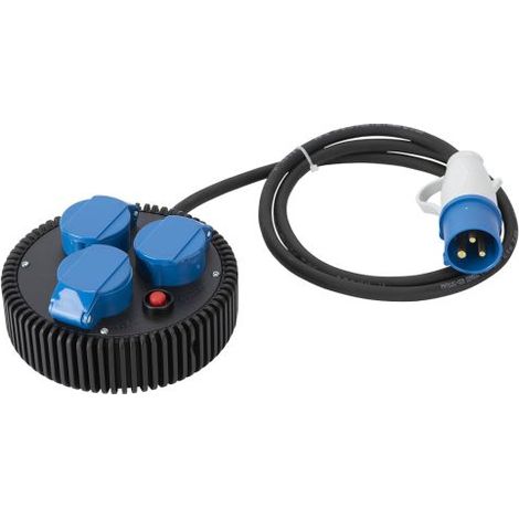 FANTON Professionelle RUNDE Steckdosenleiste 3 CEE-Steckdosen 2P+E 16A 200-250V 6h IP44 2 m Kabel mit Schutzschalter - 42090