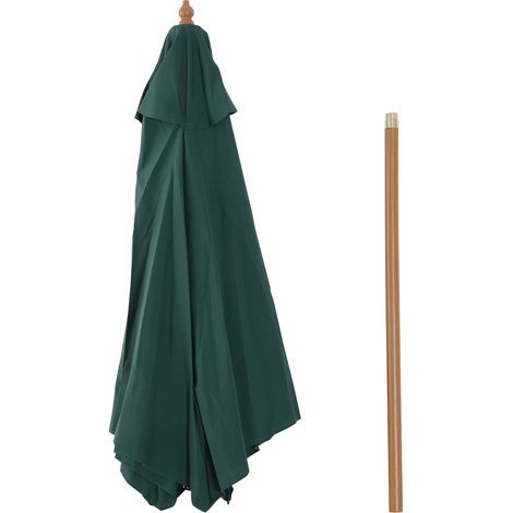 Parasol bois 2,5x2,3m 6 baleines vert foncé polyester