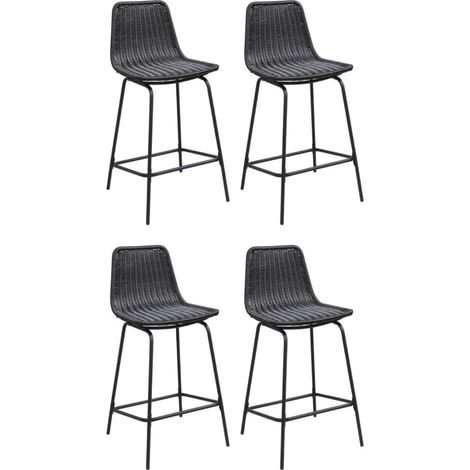 Conjunto taburetes de bar BALI de metal de 65 cm con asiento de ratán (1/5)