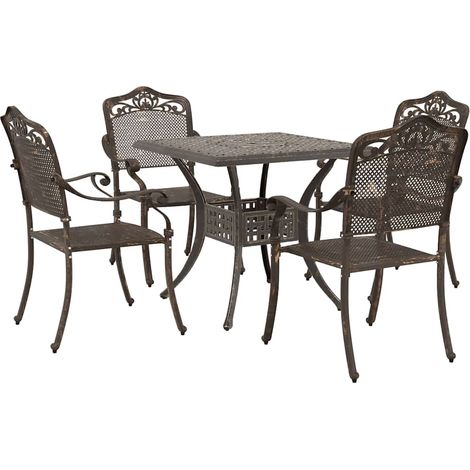 Maison Exclusive - Set di Tavolo da Giardino 5 pcs Bronzo Alluminio pressofuso