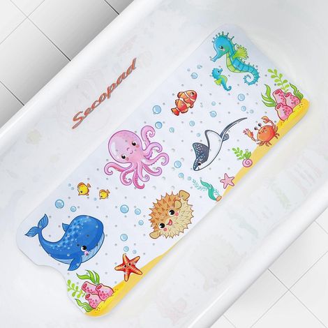 Tapis de bain antidérapant enfant 100x40cm, PVC sans BPA, lavable, motif dessin animé (1/5)