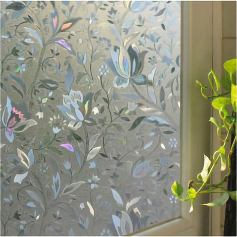 UV-beständige Klebefolie für Badezimmer-, Schlafzimmer- und Wohnzimmerfenster, 3D-Tulpenmotiv, antistatisch