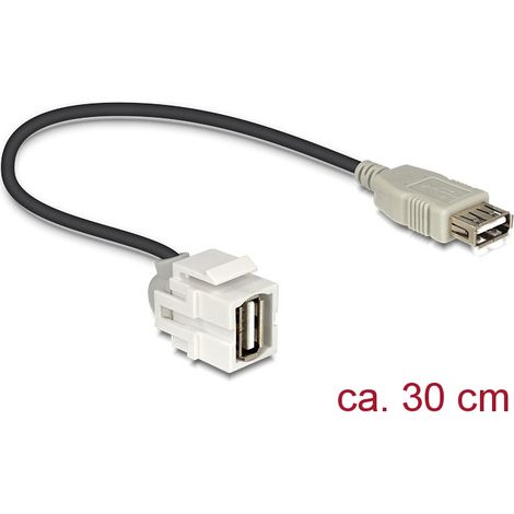 Delock keystone module usb 2.0 a female  usb 2.0 a female 250Â° with cable