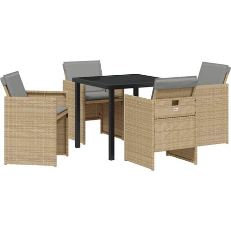 Maison Exclusive - Ensemble de salle à manger pour jardin 5 pcs Beige polyrotin (1/5)