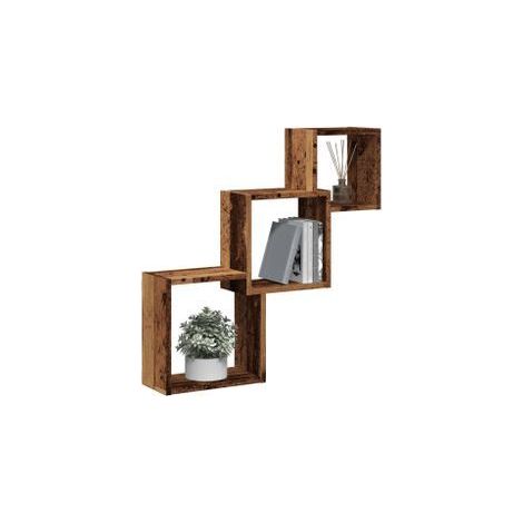 Étagère murale en forme de cube vieux bois bois d'ingénierie (1/5)