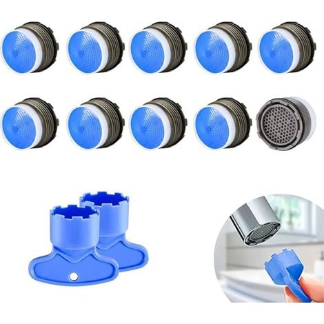 Aeratore per rubinetto da 21,5 mm, 10 pezzi con 2 chiavi, filtro per rubinetto, aeratore per rubinetto, paraspruzzi, aeratore per il risparmio idrico per rubinetti di cucina e bagno (1/5)