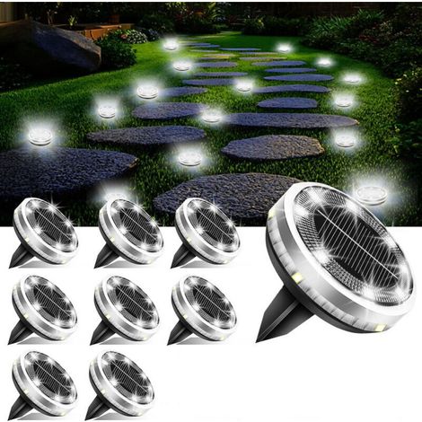 Lot de 8 lampadaires solaires pour extérieur, éclairage de jardin 8 LED, lampadaires solaires solaires étanches IP65, lampes solaires pour extérieur, jardin, pelouse, allée, trottoir, (1/4)