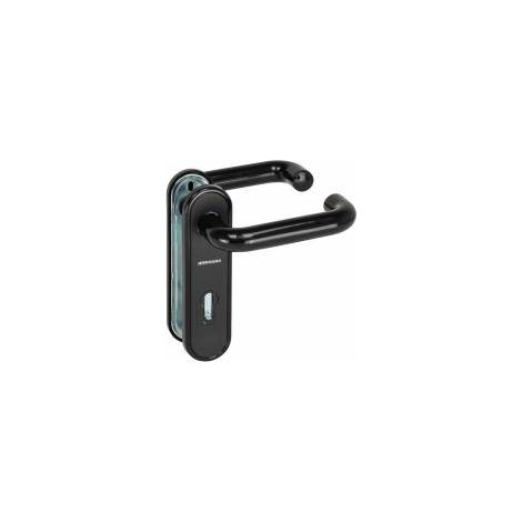 Hörmann FS Drückergarnitur Kurzschild D110 BB/PZ-gelocht schwarz PPN