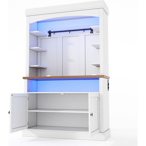 Vaisselier LED avec prise 183 cm blanc (1/5)