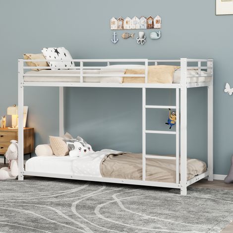 Bett Bettgestell platzsparend 90x200 Metall Weiß OKMYHOME (1/5)