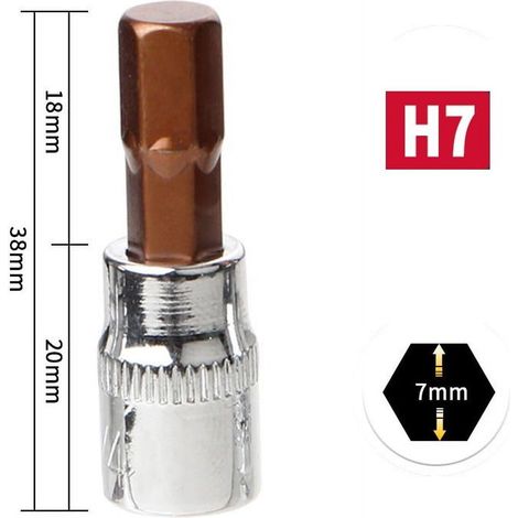 Douille À Vis À Tête Hexagonale - 1/4 Pouces - Acier Chrome-Vanadium - Pour Douilles Internes Hexagonales - H3 H4 H5 H6 H7 H8 - 1 Pièce (1/5)