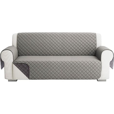 Copridivano trapuntato con braccioli a 3 posti double face, seduta 170 cm, salvadivano in tessuto antiscivolo e antigraffio, made in Italy - Grigio e (1/5)