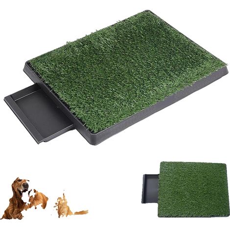 Baño para perros, diseño de césped artificial, fácil de limpiar, negro. (1/2)