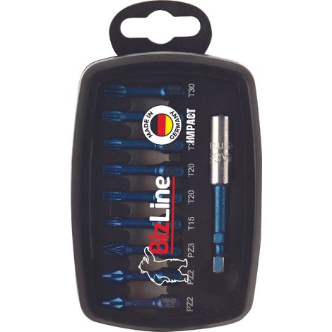 coffret de 10 embouts de vissage impact - avec porte-embout - bizline 781053