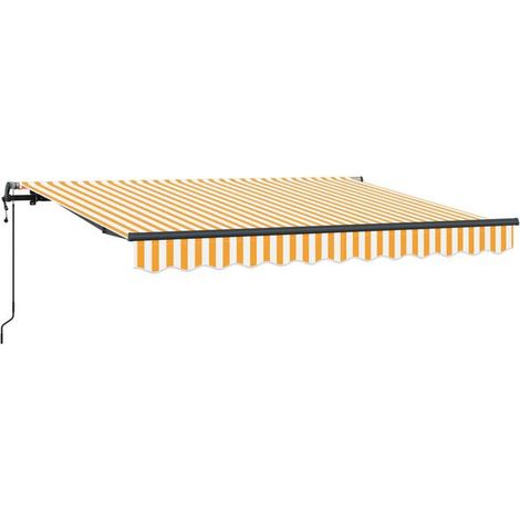 Store banne rétractable jaune, toile 250 x 200 cm. (1/5)