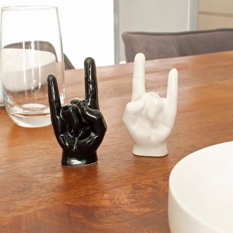 Salière e Poivrière Céramique Rock Hand - Bianco (1/4)