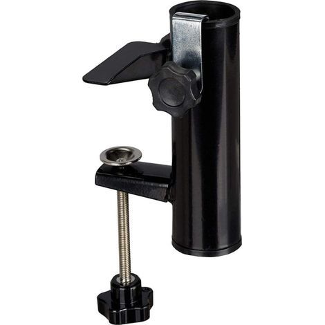 Attache métallique pour parasol de table rectangulaire, support balcon ou jardin – Pour fixation sur tables terrasse, pique-nique, ajustable, serrage par vis, compatible parasols droits (1/4)