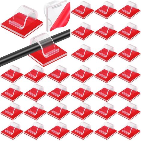 120 Pcs (Transparent, S) Clips de Câble Clips de Lumière de Fil Auto-Adhésifs Organisateur de Câble Support de Gestion de Fil de Câble pour Bureau Voiture Table de Nuit Lumière d'Extérieur (1/5)