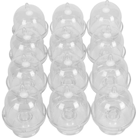 12 Mini-Kuchenplatten mit Deckel, Mini-Kuchenständer aus Kunststoff mit Kuppelabdeckung, durchsichtiger kleiner Kuchenpräsentationsständer, transparente Bonbonbox für Hochzeitsfeiern (1/5)