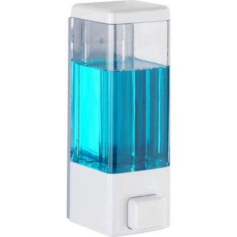 Manueller Seifenspender mit Druckknopf, hygienischer Wandspender für Desinfektionsmittel, Flüssigseife etc., Schraubbefestigung, 350 ml, 6 x 18,5 (1/5)