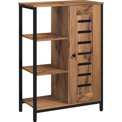 Meuble de salle de bain sur pied design industriel structure acier 3 étagères ouvertes 60 x 30 x 85 cm marron rustique