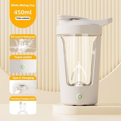 Bouteille électrique pour shakes protéinés/tasse à café - Blender rechargeable par USB pour shakes protéinés, tasse mélangeur portable, tasse de mélange automatique pour shakes protéinés et café, 425 (1/5)