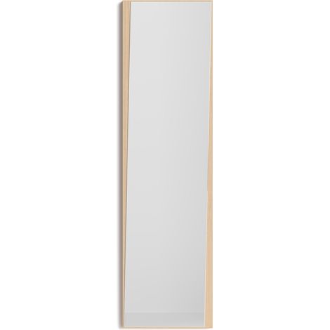 HERDASA Espejo de pared asimétrico 167x46, collección Looker, en MDF chapado en haya, y lacado. Roble