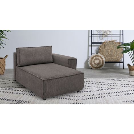 BOBOCHIC - Méridienne avec accoudoir pour canapé modulable NIHAD tissu velours côtelé Angle droit Marron (1/3)