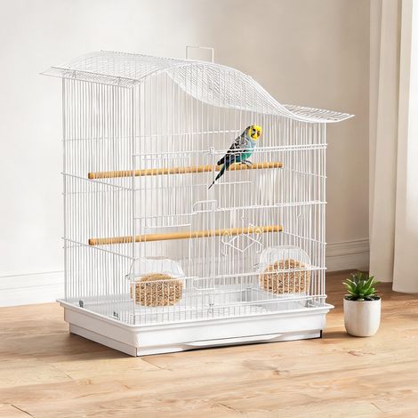 Cage pour oiseaux blanc en métal plastique 47,5 x 36 x 54,5 cm (1/5)
