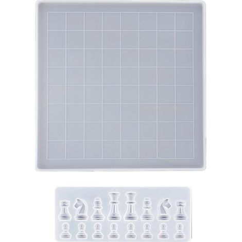 Ensemble de moules en résine pour échiquier, pièces d'échecs, moule en silicone pour échiquier, moule de coulée époxy pour la création de bijoux et autres objets d'art. (1/5)