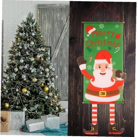 Décorations de Noël : Bannière « Joyeux Noël » à suspendre au porche, drapeaux décoratifs pour la porte d’entrée et la maison. (1/3)