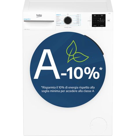 Beko b100 MWBM8147EB: Lavatrice 8kg, classe A-10%, 1400giri, linea estetica NX, motore inverter, Display Touch, colore Bianco,