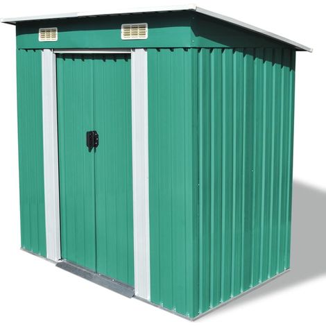 Casetta da giardino casetta per cabina rimessa per la casa casetta per esterni attrezzi robusto metallo verde 020022342