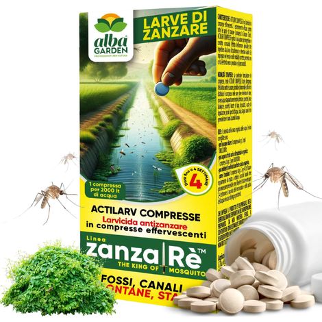 Albagarden - Larvicida Zanzare - Pastiglie di Insetticida Zanzare Giardino Per Disinfestazione Di Pozzetti, Accumuli Di Acqua E Stagni -Trattamento Antizanzare - Actilarv Compresse x 40 Gr (1/5)