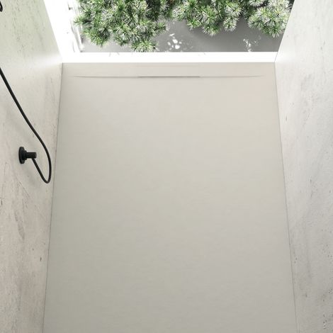 Receveur de douche 70 x 120 cm extra plat COVER en résine surface ardoisée sable