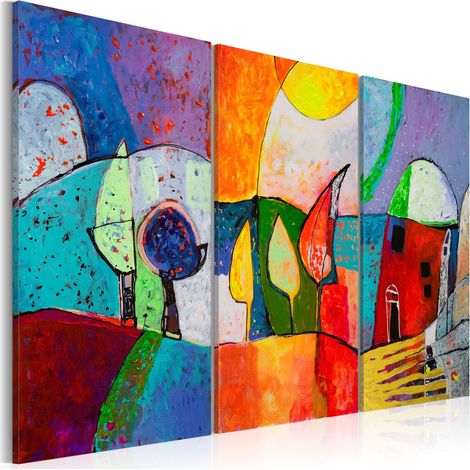 Quadro dipinto - Paesaggio colorato - 120x80 (1/4)