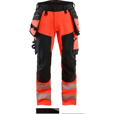 Pantalon de travail haute visibilité stretch 4D 1122 - Rouge/Noir XS - FR(38) - SE(C44) - Courtes