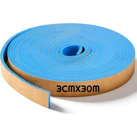 Self Adhesive for Seal Strip for Peripheral Insulation for Self Adhesive Screed Partition Floor Heating (3 cm x 30 m, Blue) (1/5)