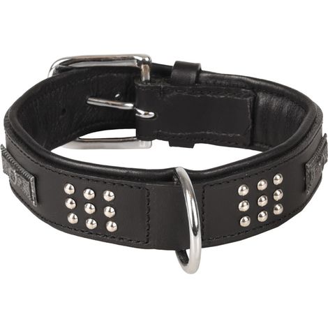 Collier Cuir SEDONA noir taille M 34-40 cm pour chien. - Flamingo