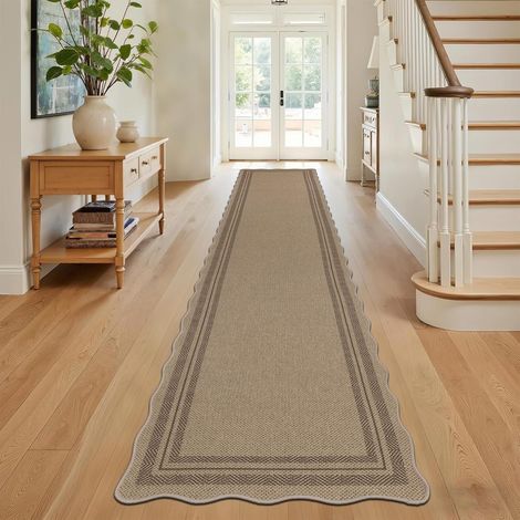 Tapis de Couloir Antidérapant 60x240cm, Aspect Jute, Tapis de Passage Cuisine Devant Evier Lavable Moquette Couloir Long Moderne pour Entrée, Cuisine, Buanderie (1/5)
