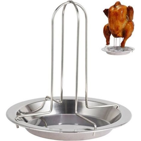 Support Plancha de Poulet Barbecue Plat à Rôtir Rack Grill en acier inoxydable