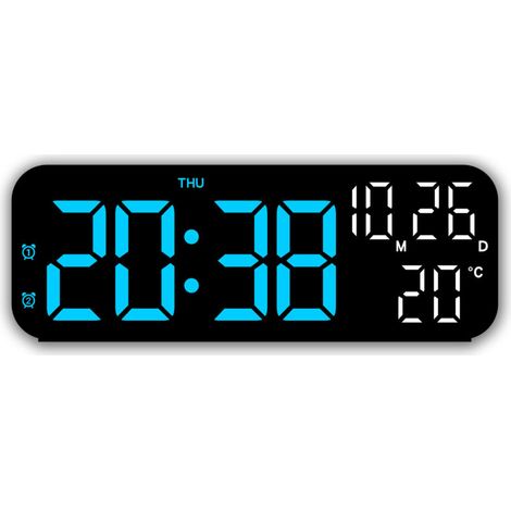 XVX grande horloge murale numérique XVX horloge de bureau LED Réveil numérique grand écran LED horloge murale de Bleu (1/5)