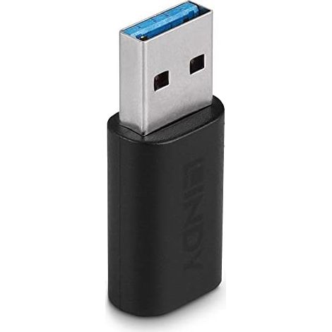 Lindy 41904 cambiador de género para cable USB 3.2 Type A USB 3.2 Type C Negro (1/5)
